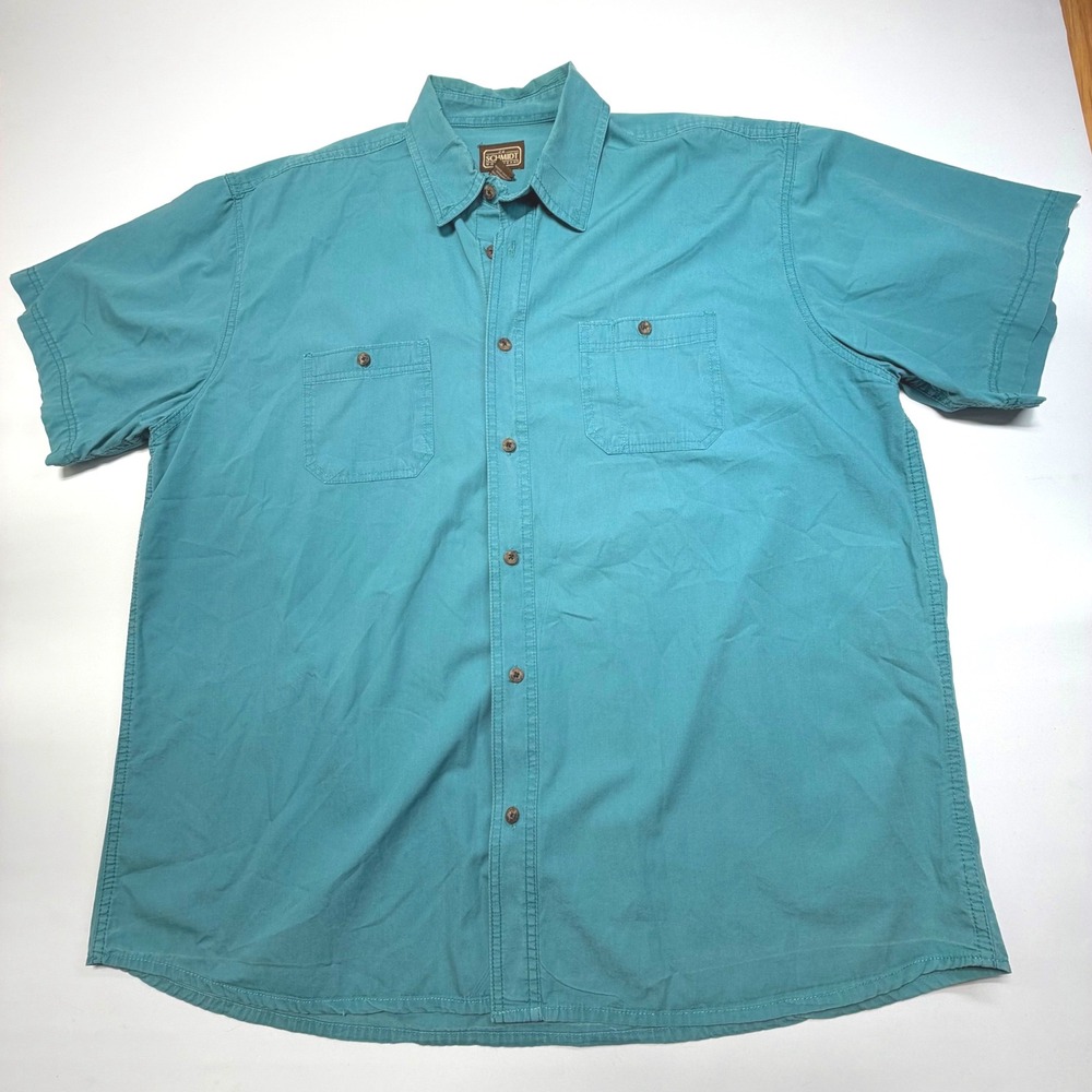 C.E. Schmidt Workwear Short Sleeve‎ Button-Down Shirt – Teal – 2X
